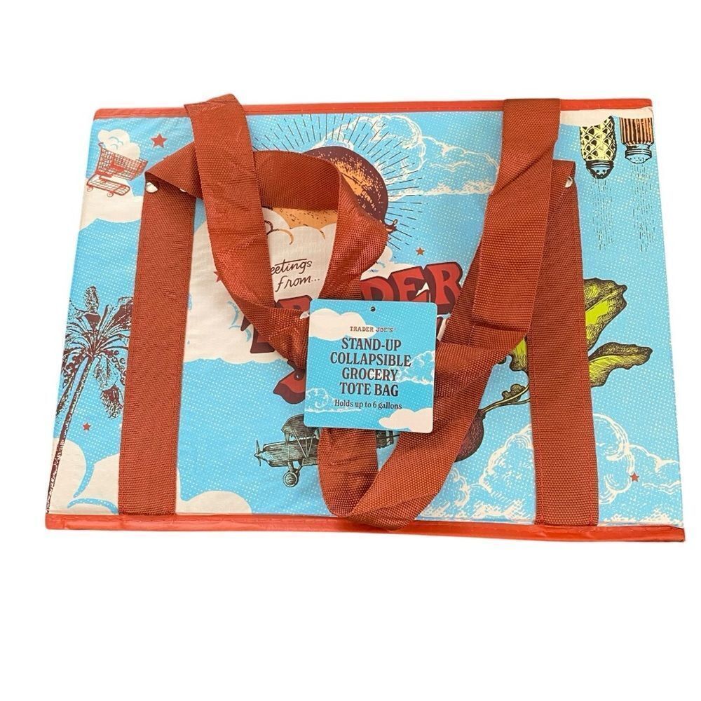 Trader Joe’s Stand‑Up Collapsible Grocery Tote Bag NWT – 6 Gallon Capacity